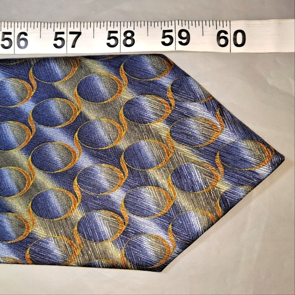 Vintage Screenplay by Martin Wong 💯 Silk Men's Necktie 60-63" x 4" Blue/Gold - Picture 8 of 8